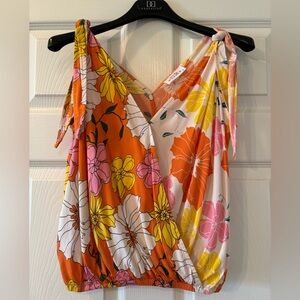 Emily Wonder Floral Blouse - Orange, Pink, White Size S